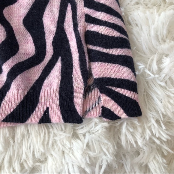 J. CREW • Like New 100% Cashmere Pink and Navy Zebra Striped Pullover Sweater - Picture 8 of 14